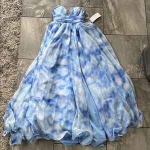 💙 NWT Ava Presley 40116 Dress Stunning Light Blue Size 4 Marble Watercolor